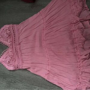 Pink Lace Trim Dress